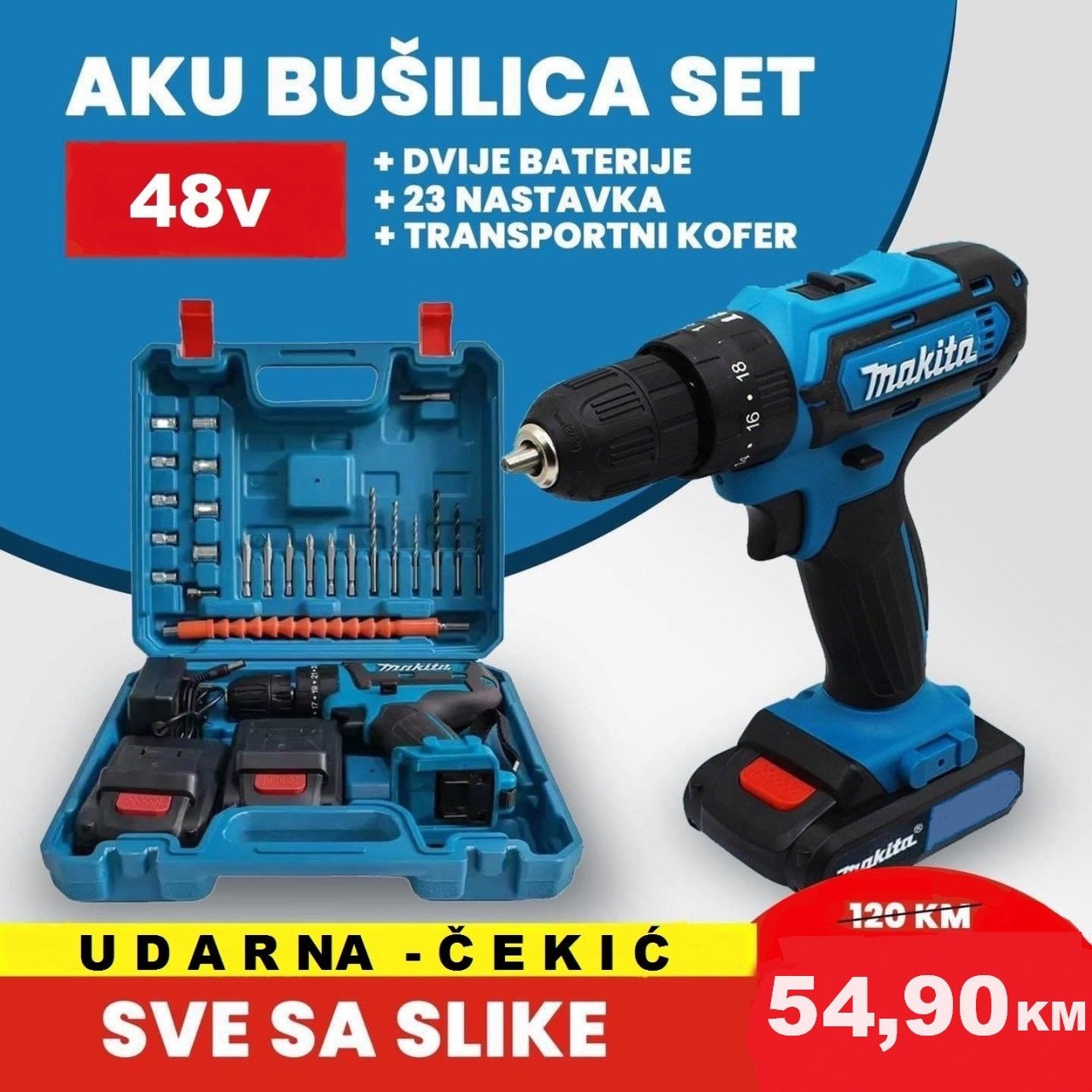 AKU Bušilica Makita + Alat